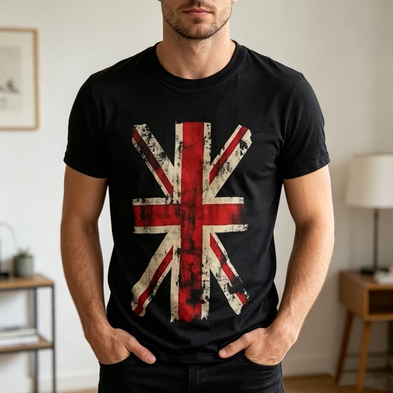 Men'S Fashion Uk - T-shirt graphique Union Jack, imprimé drapeau