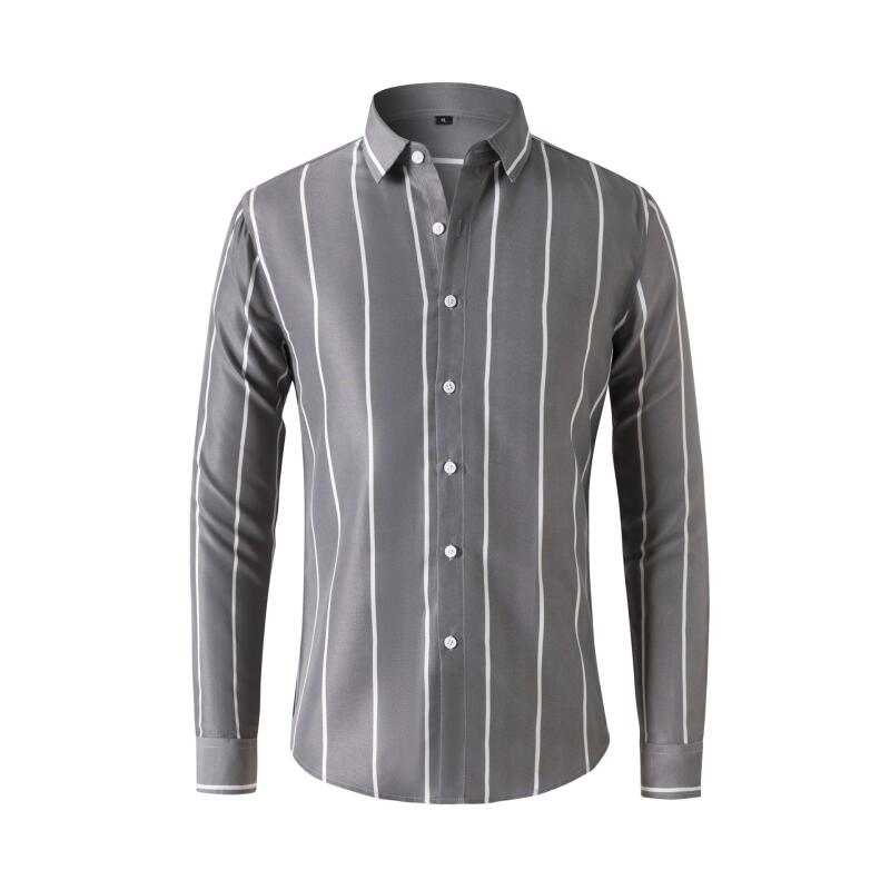 Men'S Fashion Clothing - Chemise habillée rayée pour homme, manches