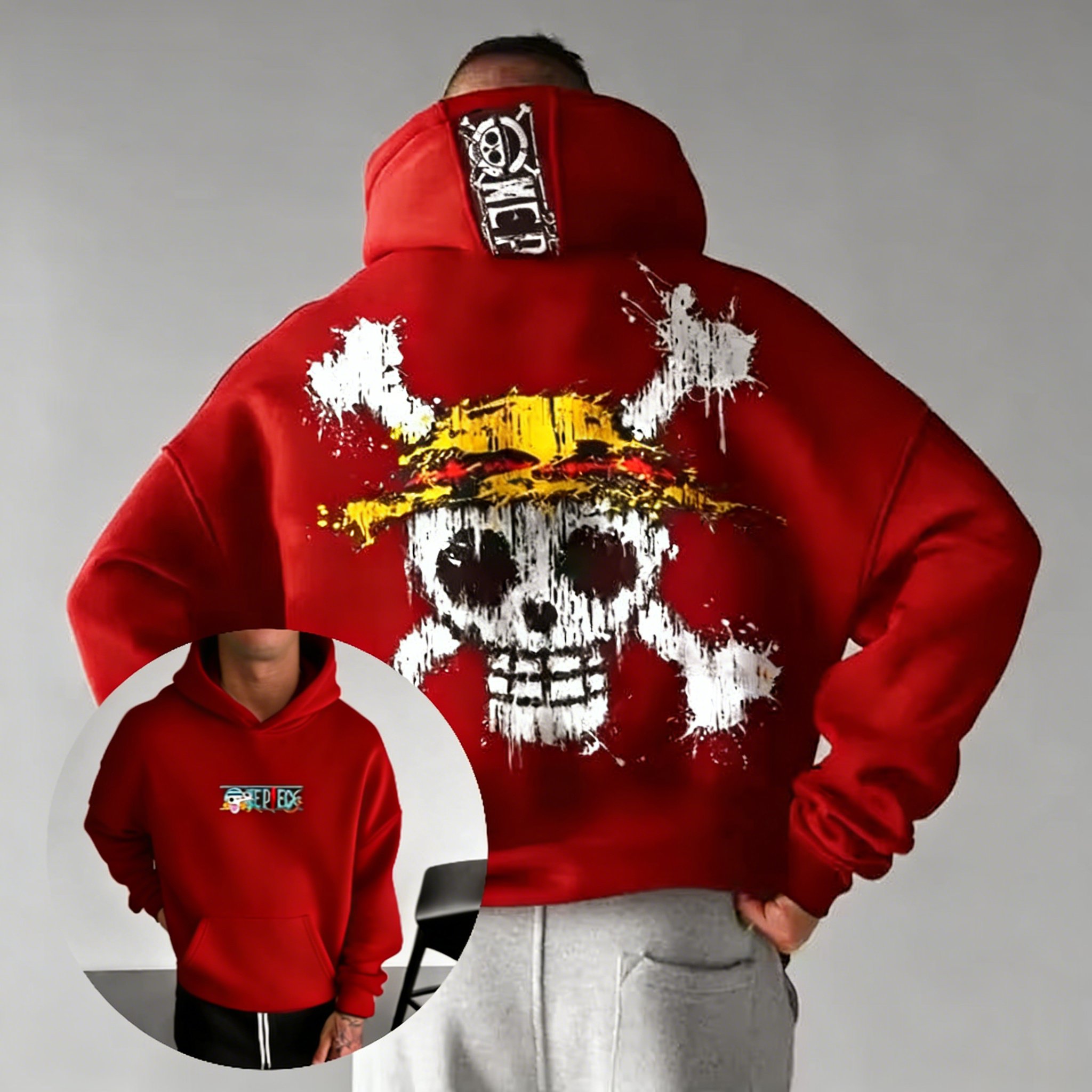 Mens Fashion Mullet - Sweat-shirt à capuche oversize unisexe printemps