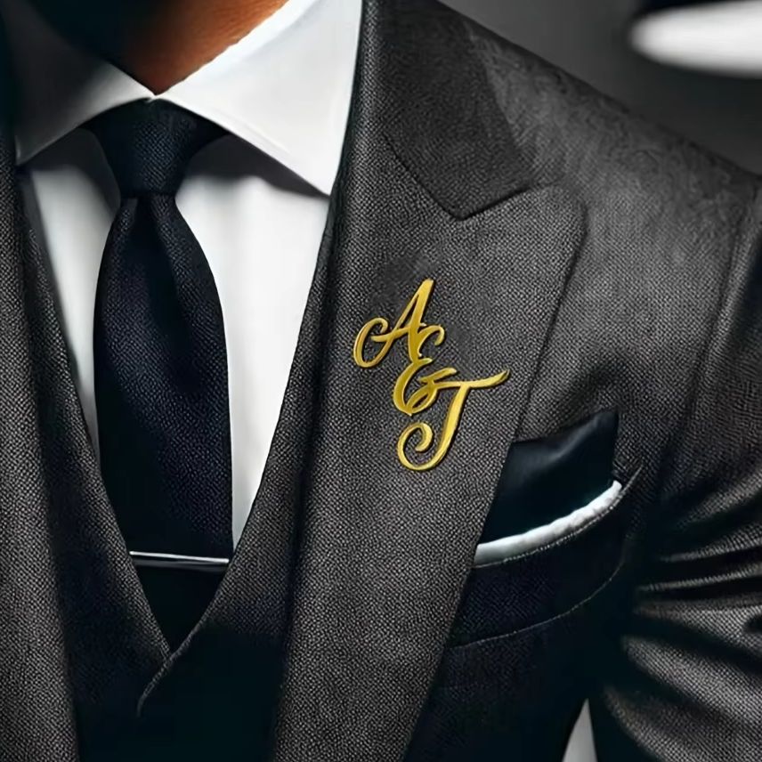 Men Fashion Rave - Monogramme personnalisé nom Initial épinglette en