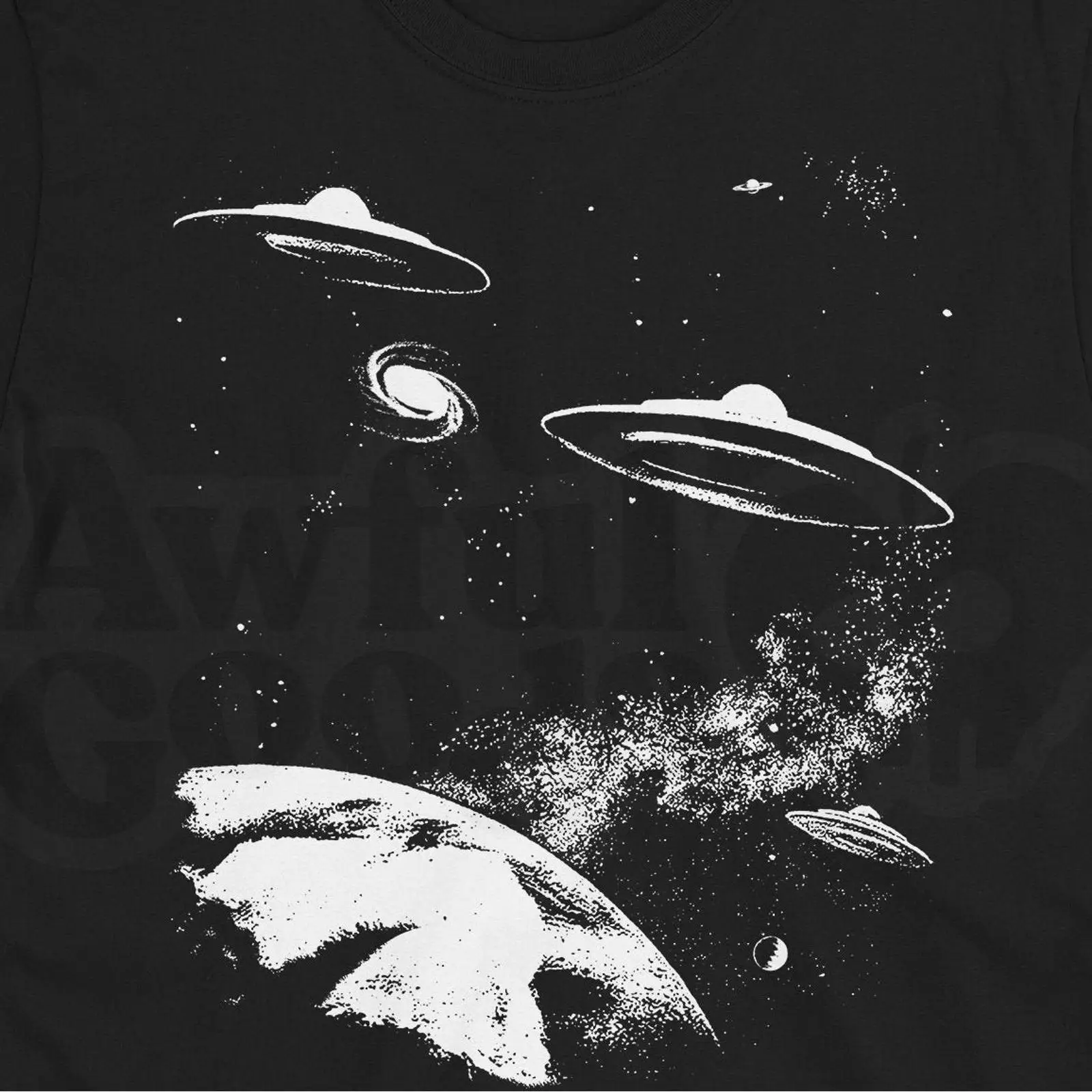 1950S Fashion Men'S - T-shirt rétro UFO, design extraterrestre science-fiction