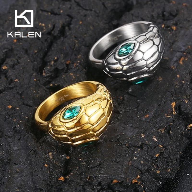 Men'S Fashion Lk - KALEN acier inoxydable yeux émeraude gros