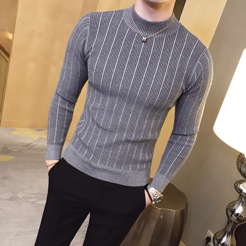 Pull rayé à col haut pour homm - Mens Fashion Mullet avis et prix