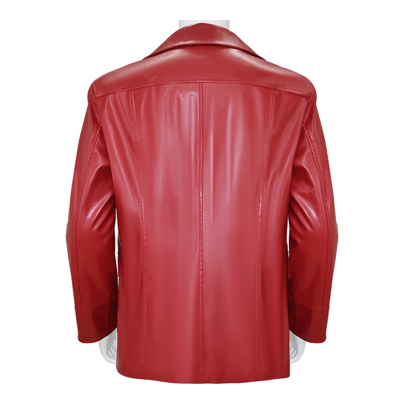 Veste en cuir rouge pour homme - Men Fashion Rave avis et prix